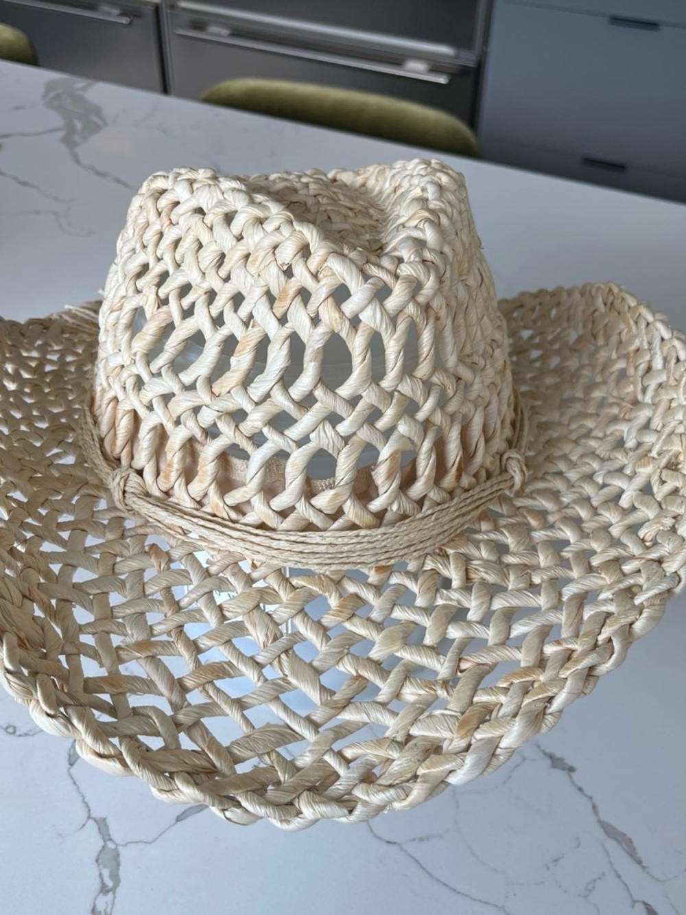 Woven Straw Sun Hat - Natural Beige - Picture 2 of 5